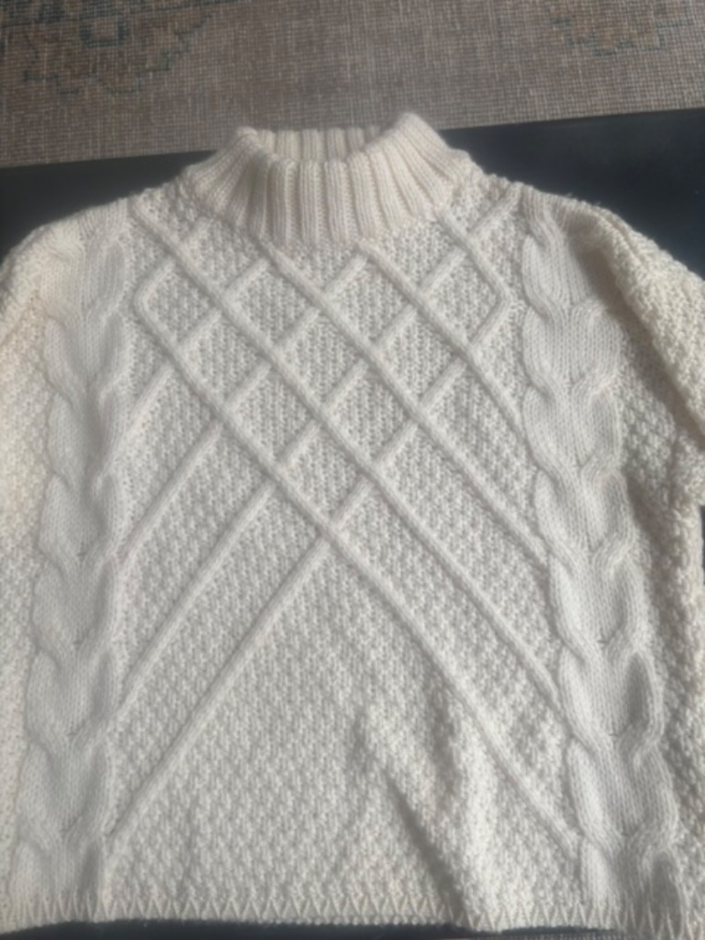 Essential Antwerp mock neck ivory cable sweater, XS
